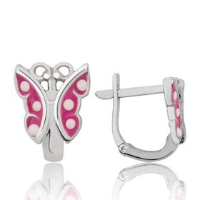 Gumush EA1160166 Gümüş Pembe Kelebek Çocuk Küpesi