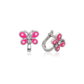 Gumush EA1160166 Gümüş Pembe Kelebek Çocuk Küpesi