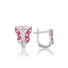 Gumush EA1160166 Gümüş Pembe Kelebek Çocuk Küpesi
