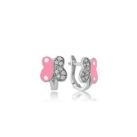 Gumush EA1160209 Gümüş Pembe Kelebek Çocuk Küpesi