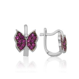 Gumush EA1160209 Gümüş Pembe Kelebek Çocuk Küpesi
