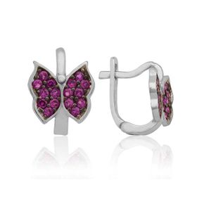 Gumush EA1160209 Gümüş Pembe Kelebek Çocuk Küpesi