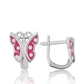 Gumush EA1160209 Gümüş Pembe Kelebek Çocuk Küpesi