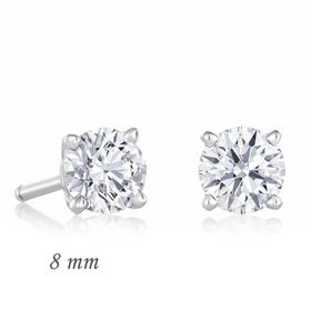 Gumush EA1160213 8 mm Gümüş Yuvarlak Tek Taş Zirkon Küpe