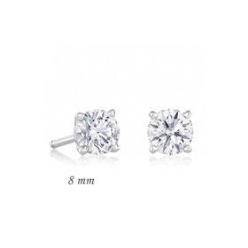 Gumush EA1160213 8 mm Gümüş Yuvarlak Tek Taş Zirkon Küpe