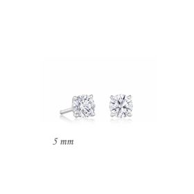 Gumush EA1160216 5 mm Gümüş Yuvarlak Tek Taş Zirkon Küpe