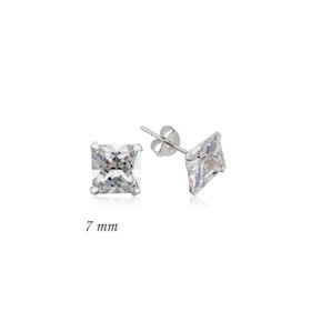 Gumush EA1160230 7 mm Gümüş Kare Tek Taş Zirkon Küpe