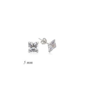 Gumush EA1160232 5 mm Gümüş Kare Tek Taş Zirkon Küpe