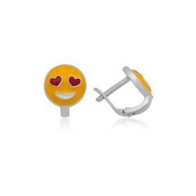 Gumush EA1160252 Gümüş Kalp Gözlü Emoji Çocuk Küpesi