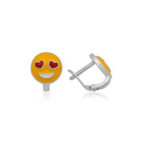 Gumush EA1160252 Gümüş Kalp Gözlü Emoji Çocuk Küpesi