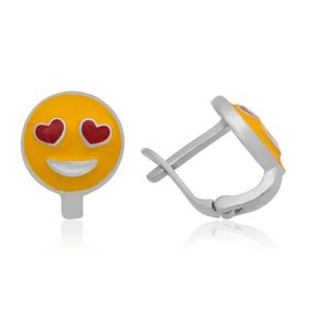 Gumush EA1160252 Gümüş Kalp Gözlü Emoji Çocuk Küpesi