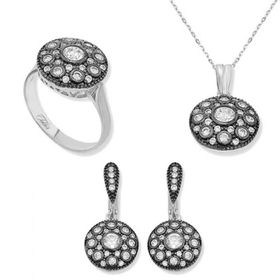 Gumush Elmas Modeli Kadın Gümüş Set