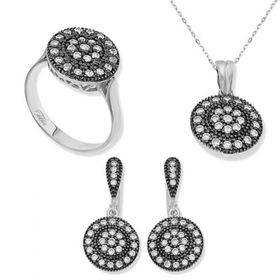 Gumush Elmas Modeli Kadın Gümüş Set