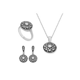 Gumush Elmas Modeli Kadın Gümüş Set