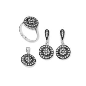 Gumush Elmas Modeli Kadın Gümüş Set