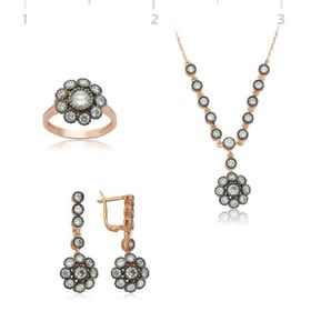 Gumush Elmas Montür Çiçek Kadın Gümüş Set