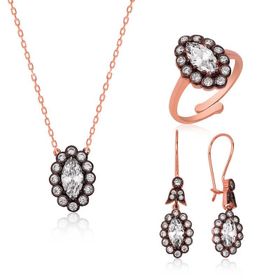 Gumush Elmas Montür Kadın Gümüş Set
