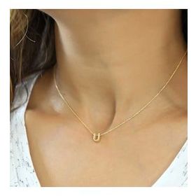 Gumush Gold 3 Boyutlu U Harf Bayan Gümüş Kolye