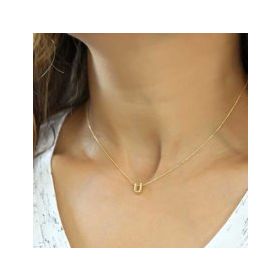 Gumush Gold 3 Boyutlu U Harf Bayan Gümüş Kolye