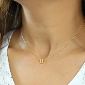 Gumush Gold 3 Boyutlu U Harf Bayan Gümüş Kolye
