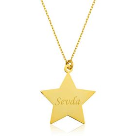 Gumush Gold Kişiye Özel İsimli Yıldız Gümüş Kolye