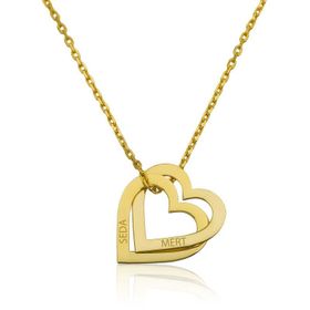 Gumush Gold Kişiye Özel Kalpler Gümüş Kolye