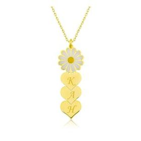 Gumush ​Gold Kişiye Özel Kalpli Papatya Gümüş Kolye