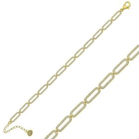 Gumush Gold Oval Taşlı Bayan Gümüş Bileklik