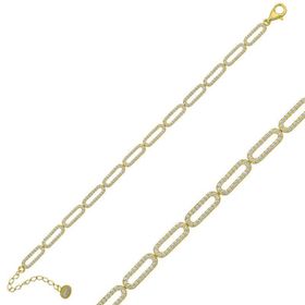 Gumush Gold Oval Taşlı Bayan Gümüş Bileklik