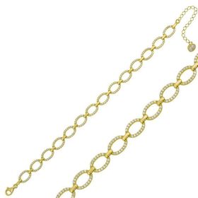 Gumush Gold Oval Taşlı Bayan Gümüş Bileklik