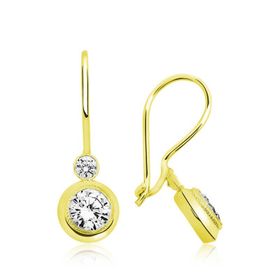 Gumush Gold Sallantılı Tek Taş Gümüş Küpe