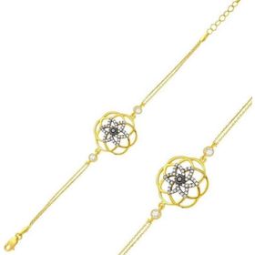 Gumush Gold Sarı Yaşam Çiçeği Bayan Gümüş Bileklik
