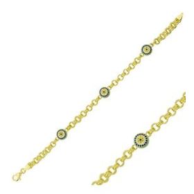 Gumush ​Gold Sosyete Gözlü Zincir Gümüş Bileklik