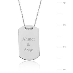 Gumush İsimli Asker Künyesi Kadın Kolye