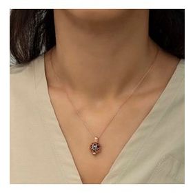 Gumush Kafesli Lotus Gümüş Kadın Kolye