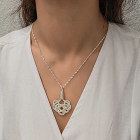 Gumush Kazaziye Örgü Gümüş Kadın Kolye
