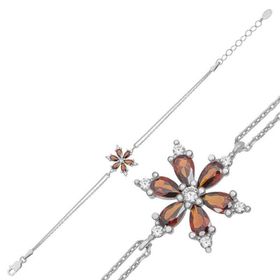 Gumush Kırmızı Lotus Çiçeği Gümüş Bileklik