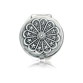 Gumush KR2550058 Papatya Motifli Kapaklı Gümüş El Aynası