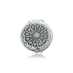 Gumush KR2550058 Papatya Motifli Kapaklı Gümüş El Aynası