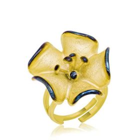 Gumush LR1230135 Gold Gümüş Sarı Çiçek Bayan Yüzük