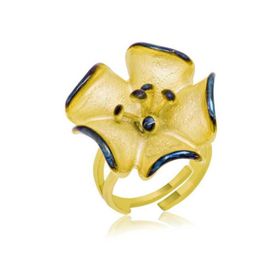 Gumush LR1230135 Gold Gümüş Sarı Çiçek Bayan Yüzük