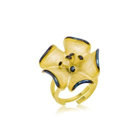 Gumush LR1230135 Gold Gümüş Sarı Çiçek Bayan Yüzük