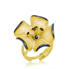 Gumush LR1230135 Gold Gümüş Sarı Çiçek Bayan Yüzük