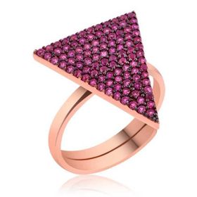Gumush LR1230188 Gümüş Rose Pembe Üçgen Bayan Yüzük