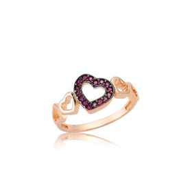 Gumush LR2230104 Gümüş Pembe Kalpli Bayan Yüzük