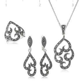 Gumush Markazit Taşlı Kadın Gümüş Set