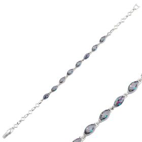 Gumush Mistik Topaz Taşlı Gümüş Bileklik