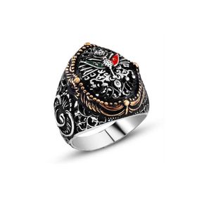 Gumush MR0580089 Osmanlı Devlet Arması Gümüş Erkek Yüzük