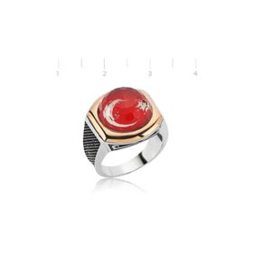 Gumush MR2350080 Ay Yıldız Gümüş Erkek Yüzük