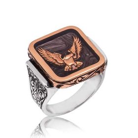 Gumush MR2350224 Kartal Figürlü Gümüş Erkek Yüzük